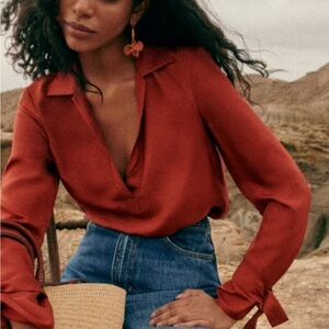 Sezane Addison Blouse Dark Terracotta